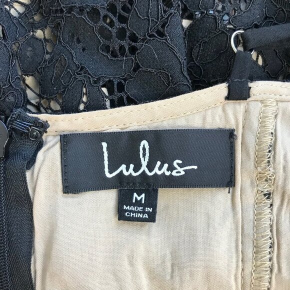 Lulus Lace Overlay Spaghetti Strap Midi Dress Black  Size Medium  NWT - Picture 9 of 10